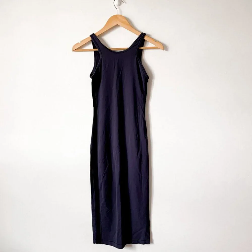 Lululemon Lab Noir Bodycon Midi Dress Cadet Blue Sz 4 - Picture 5 of 6